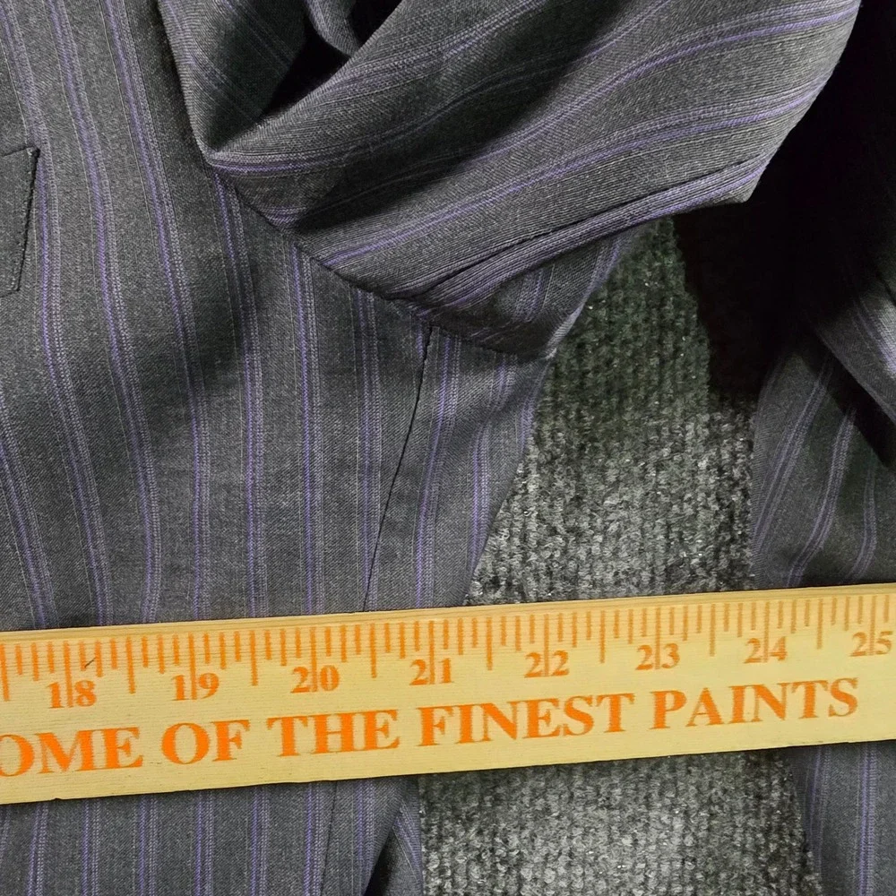 Hugo Boss Mens 44L Blazer Paolini Movio US Grey Purple Pinstripe Sport Coat 44 L
